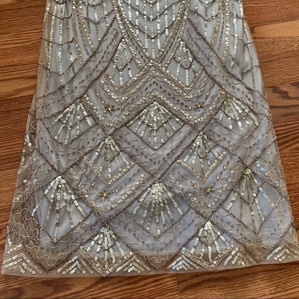SUE WONG 4 Champagne Silver Sequin embellished beaded Cocktail formal dr… - Picture 13 of 17